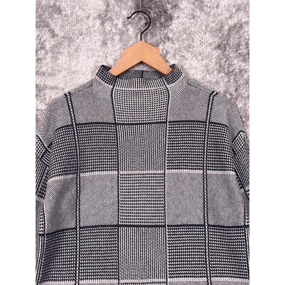 Eileen Fisher Sweater Small Womens Jacquard Knit Mock Neck Geometric Check - Picture 2 of 8